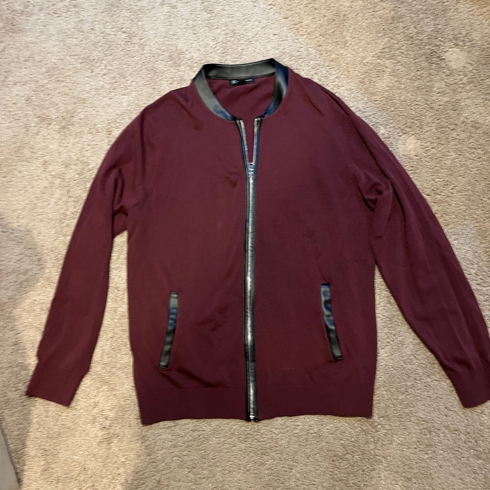 Men's Burgundy lightweight jacket with Black Trim